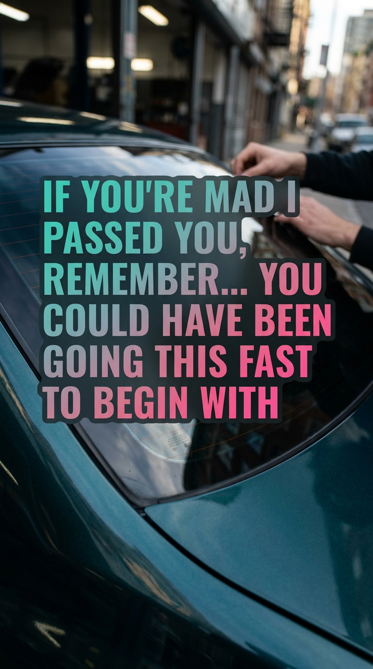 IF YOU'RE MAD I PASSED YOU, REMEMBER... YOU COULD HAVE BEEN GOING THIS FAST TO BEGIN WITH