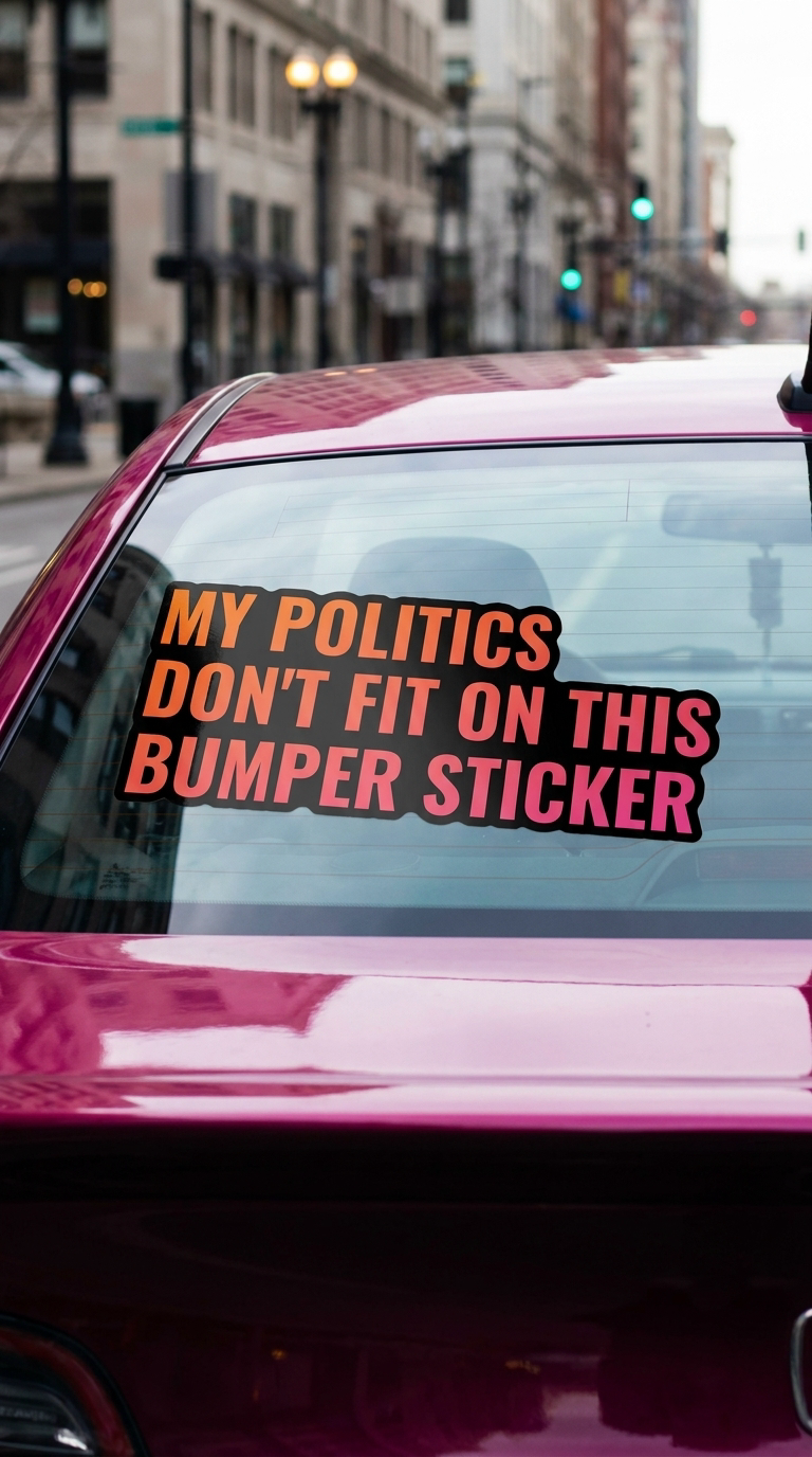 MY POLITICS DON'T FIT ON THIS BUMPER STICKER
