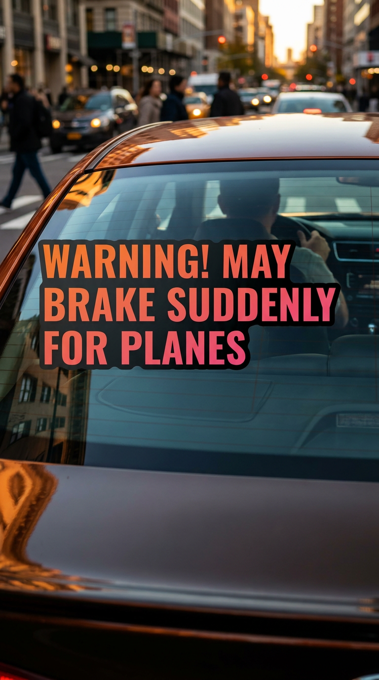 WARNING! MAY BRAKE SUDDENLY FOR PLANES