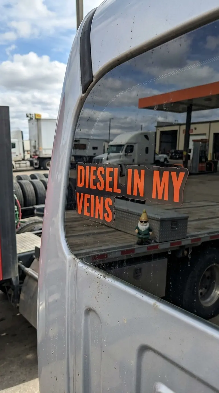 Diesel In My Veins sticker on truck